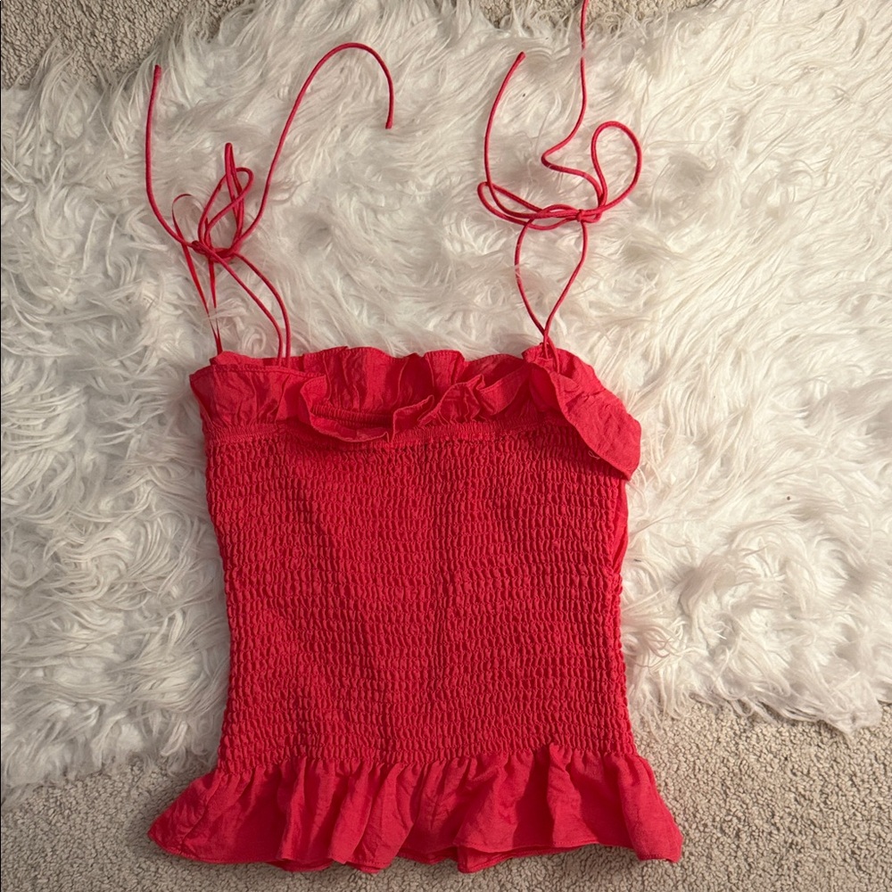 Lush Vibrant Red Ruffle Camisole Size Small